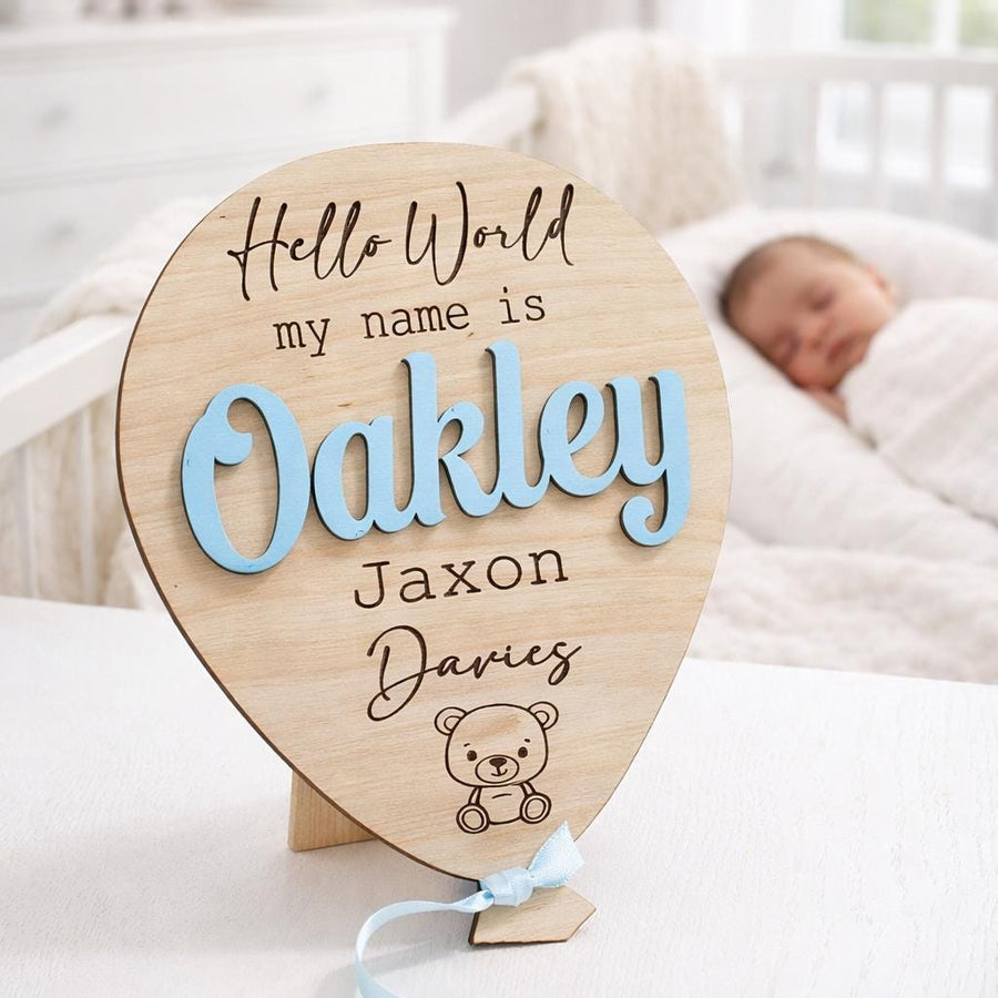 Welcome To The World Balloon Wooden Sign