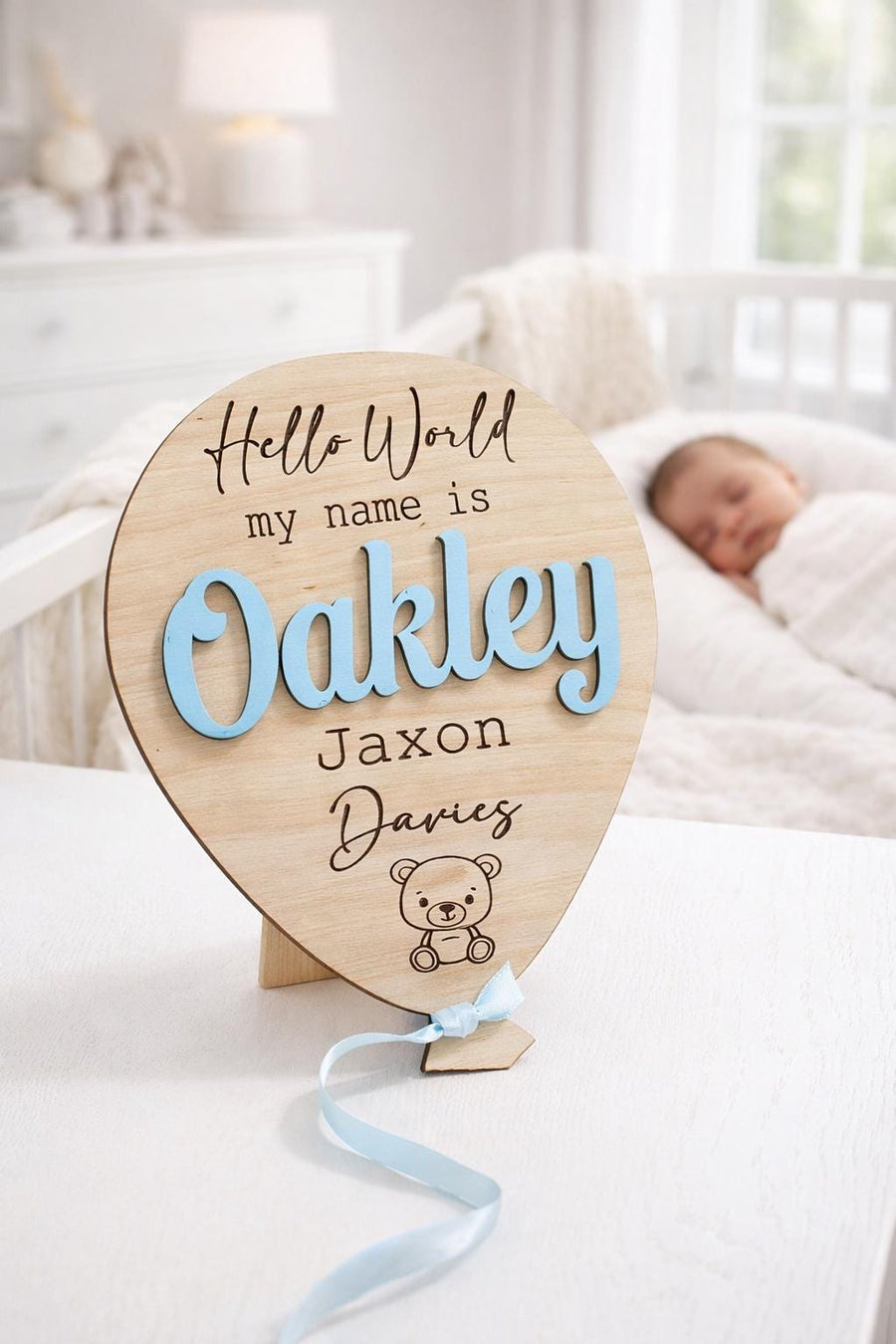 Welcome To The World Balloon Wooden Sign