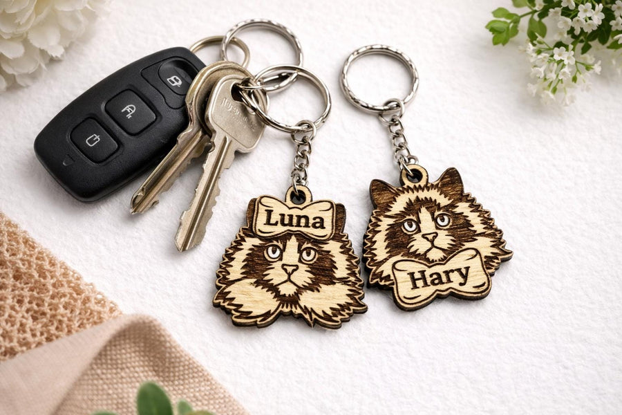 Personalised Ragdoll Cat Keychain