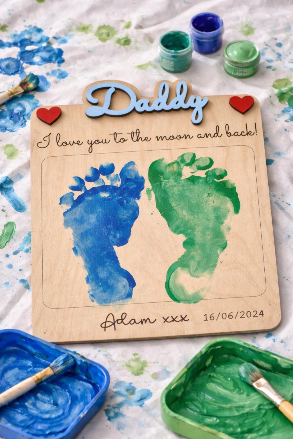 Personalised Handprint & Footprint Sign - DIY Father's Day Gift