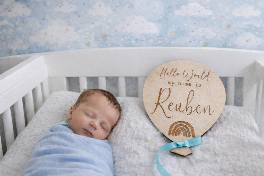 Newborn Baby Name Sign Balloon Plaque