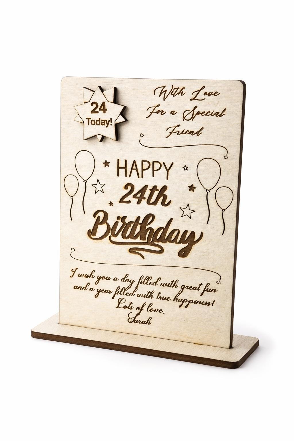 Personalised Wooden Birthday Card with Custom Message – Unique Gift Idea