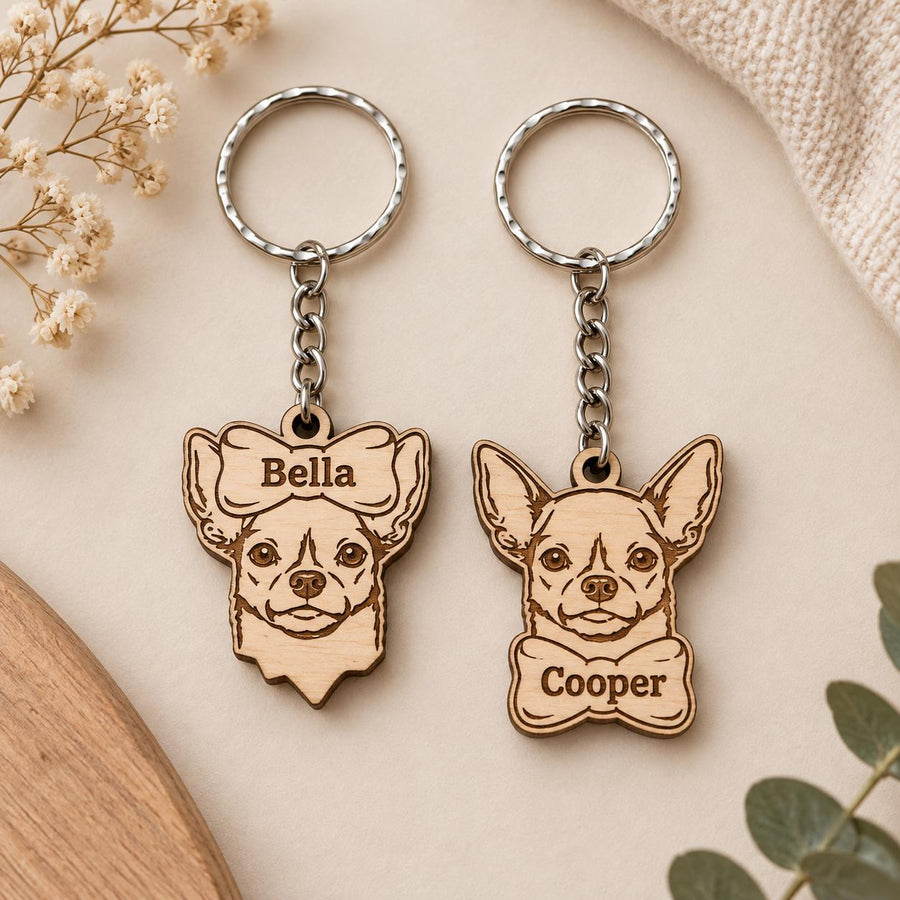 Engraved Chihuahua Dog Keychain