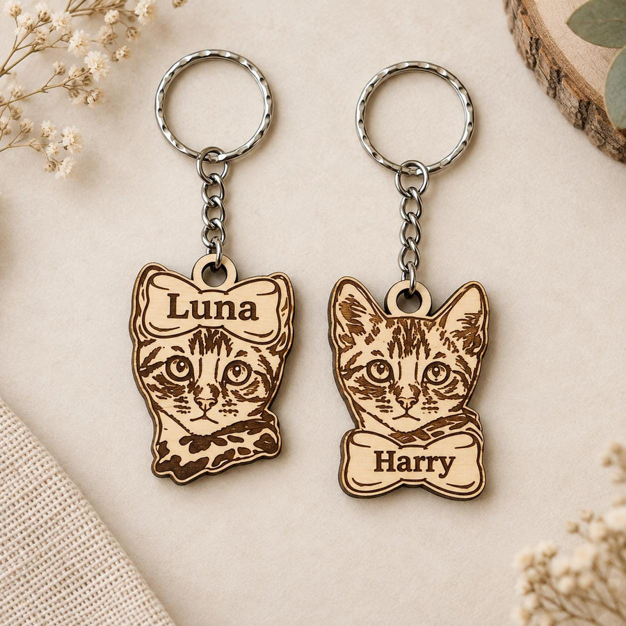 Personalised Bengal Cat Keyring