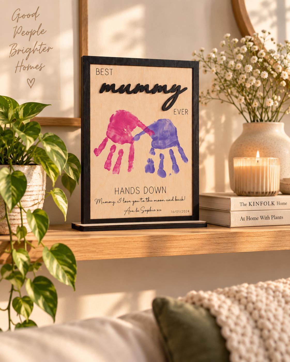 Hands Down Best Dad/Mom - Custom Handprint Wooden Frame