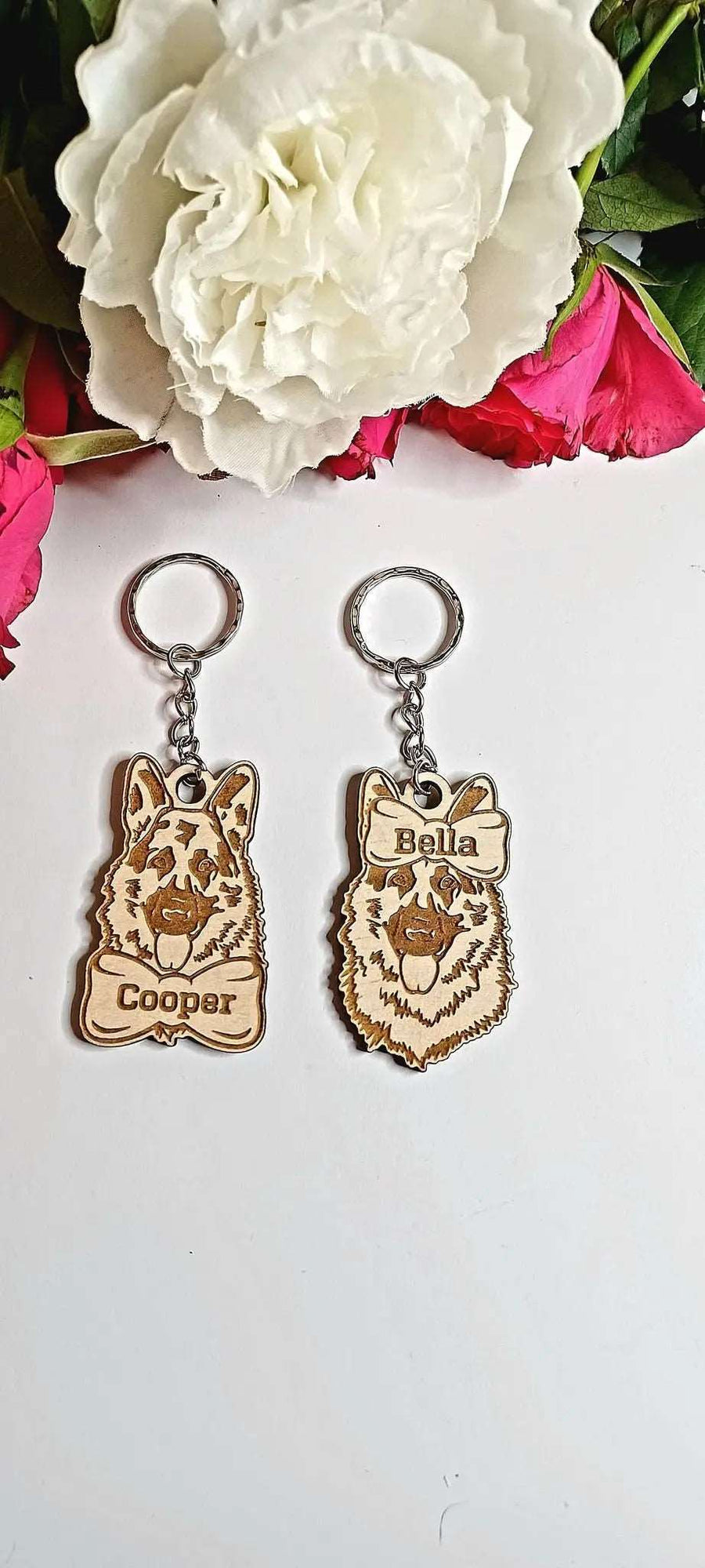 German Shepherd Engraved Dog Keychain