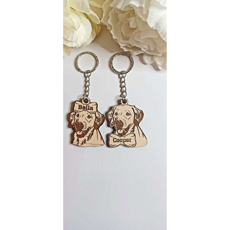Personalized Beloved Dog Wooden Keychain