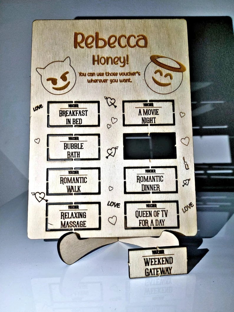 Personalised Wooden Love Vouchers Card