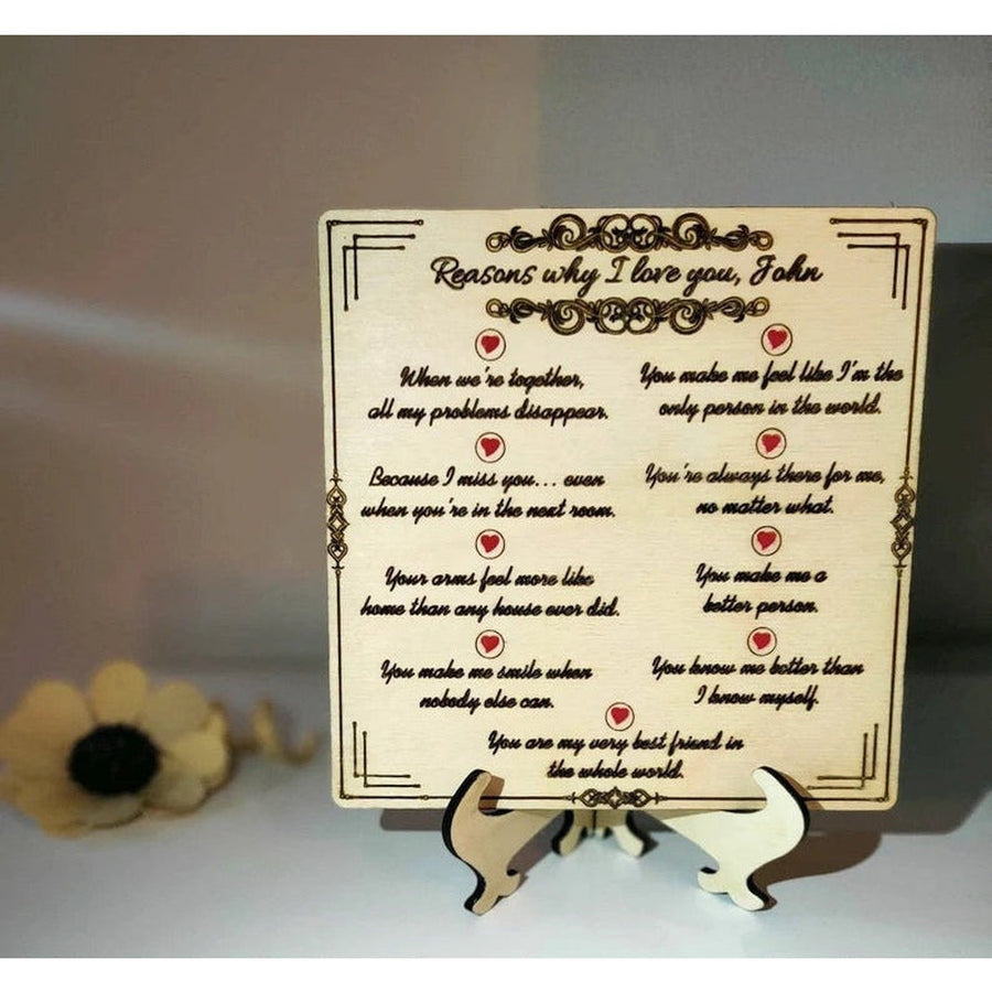 "Reasons Why I Love You" Personalised Wooden Card