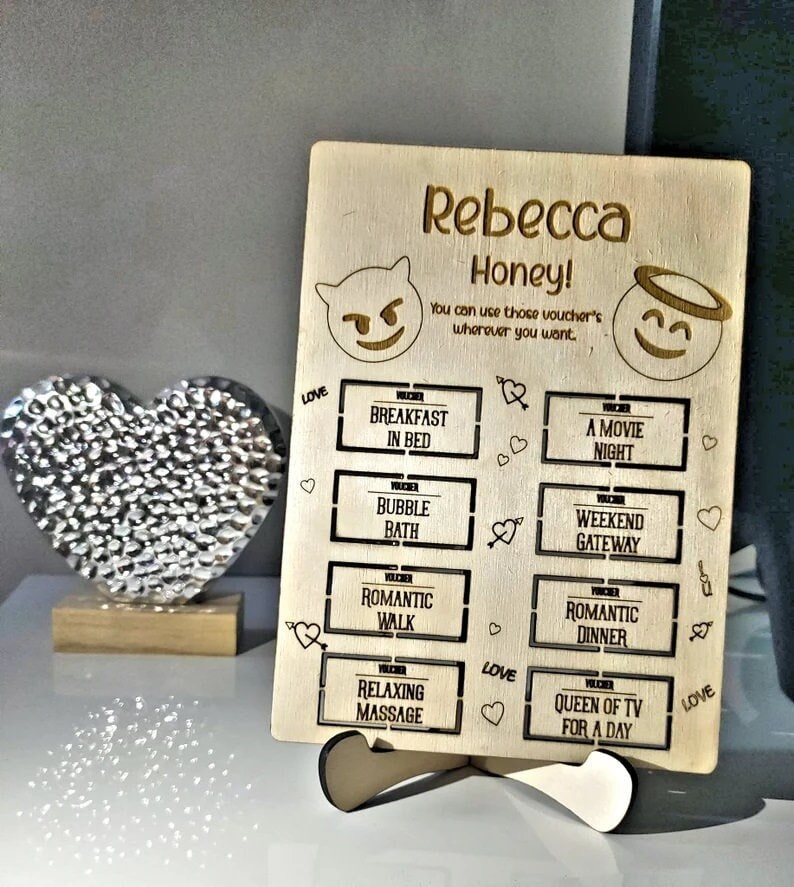 Personalised Wooden Love Vouchers Card