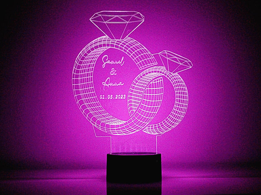 Personalised Diamond Rings LED Lamp