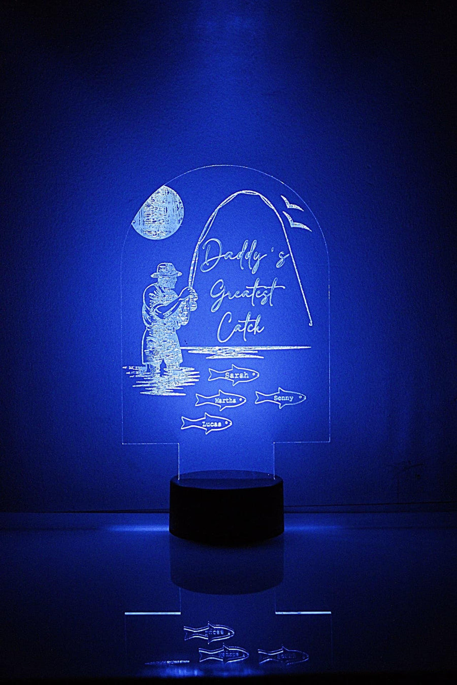 Personalised Fishing Night Lamp, Daddy's Greatest Catch