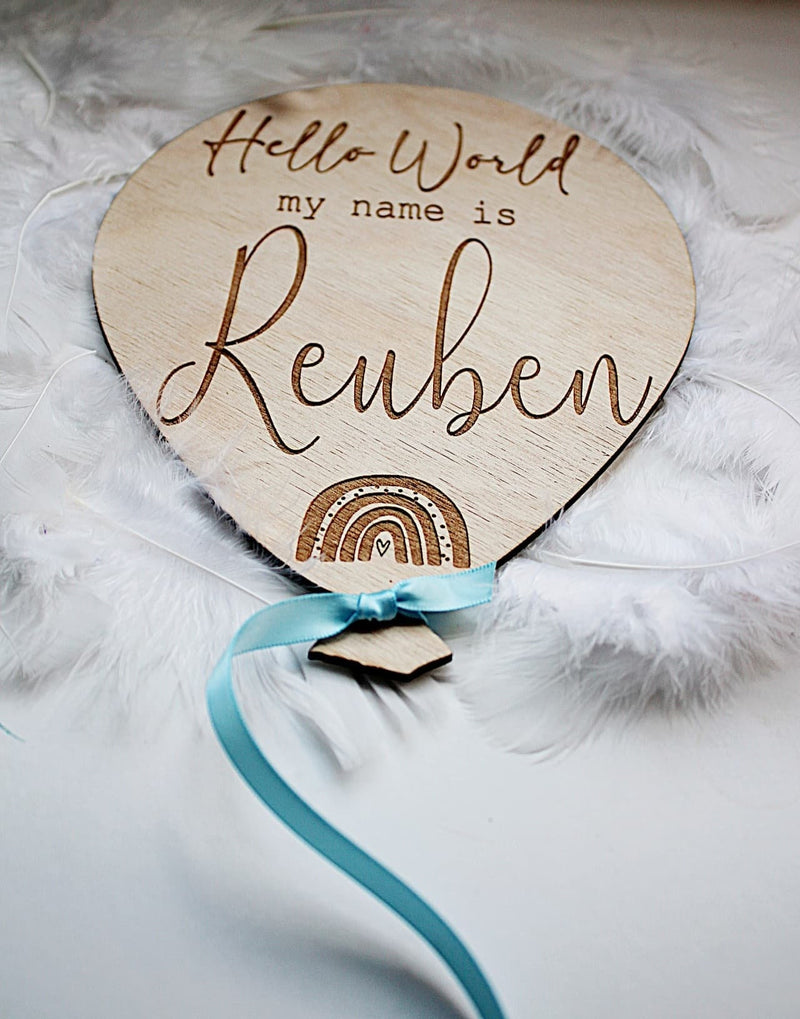 Newborn Baby Name Sign Balloon Plaque