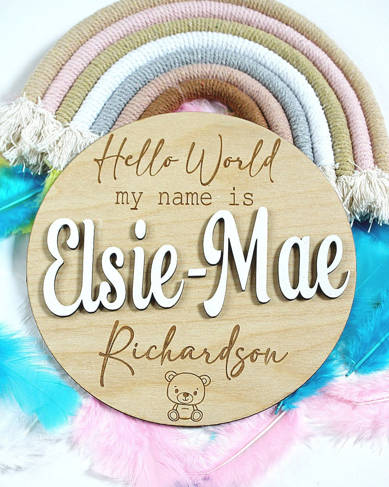 Baby Announcement Plaque 'Little Teddy Bear'