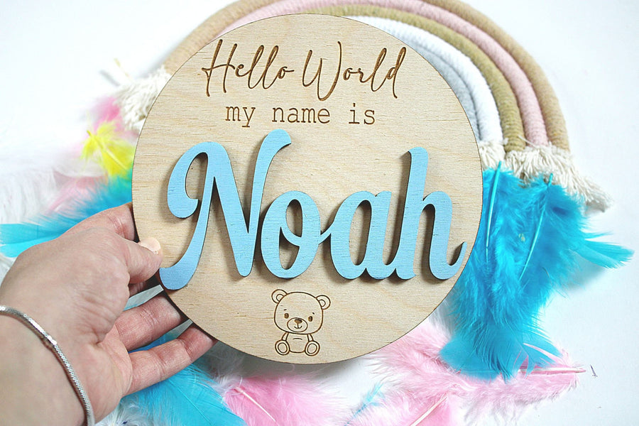 Baby Announcement Plaque 'Little Teddy Bear'